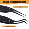 Lash Extension Tweezers, Professional Fiber Tip Lash Tweezer Set for