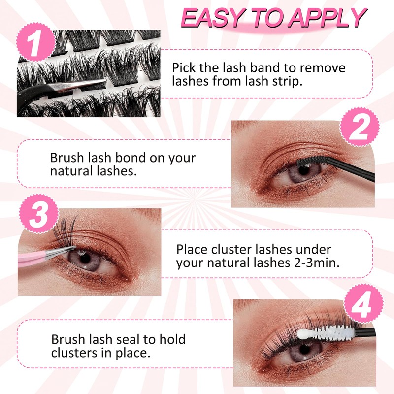 100 Pieces DIY Eyelash Extensions Set 8-16 mm Mixed Fluffy