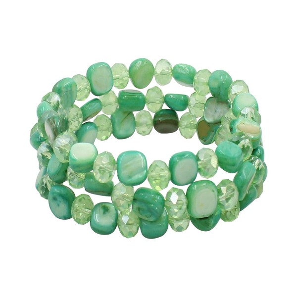 Jules D.Multi Rows Stackable Stretch Bracelet Colorful Shell Glass Boho