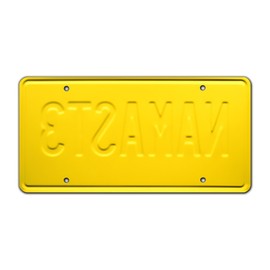 Celebrity Machines | Howard Hamlin | Namaste | Vanity Plate, Stamped Aluminum, Metal Decorative Tag, Corrosion Resistant, Quality Novelty Sign, Wall Decoration, Wall Hanging