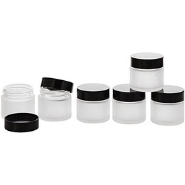 Matt Glass Jar 30 ml with Lid, Empty Kosmetex Glass Cream Tin, Cosmetic Tin, 6 x 30 ml Matte Glass Black Lid