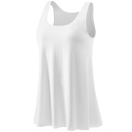 Ymmchy Women's Tank Top with Integrated Bra Vests Stretch Loose Fit Sleeveless Tops S-XXXXL, White, L