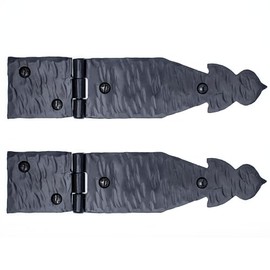 2 Pack 7 Inch Black Wrought Iron Hinges - Decorative Wrought Iron Door Hinges – Rustic Iron Hinges for Farmhouse Shutters, Chests, Barn Doors, Shutter and Gates – The Hacienda Series