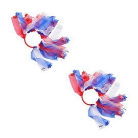 Firopia 4th of July Patriotic Hair Ties Scrunchies | 2 Pcs American Scrunchies For Women | Red White and Blue Transparent with Satars | Elastic Hair Accessories for Women