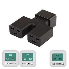 Strhowill IEC 320 C20 Male to Dual C19 Female Power Adapter for PUD UPS,Black,20A 250V AC Converter (C20 to 2X C19)
