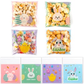 Easter Treat Bags, 200 PCS Self Sealing Clear Easter Ziplock Bags, Easter Goodie Snack Party Favor Ziplock Cookie Bags Holiday Candy Bags Easter Plastic Gift Bags for Gift Giving Easter Decorations
