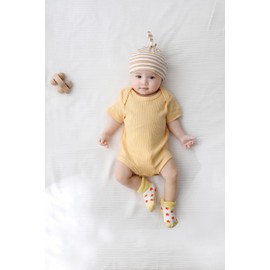 Tone Short-Sleeved Bodysuits for Newborns Baby Boys and Girls 0-3 m/3-6 m/6-9 m/9-12 m Cotton, Yellow grey & white baby onesie