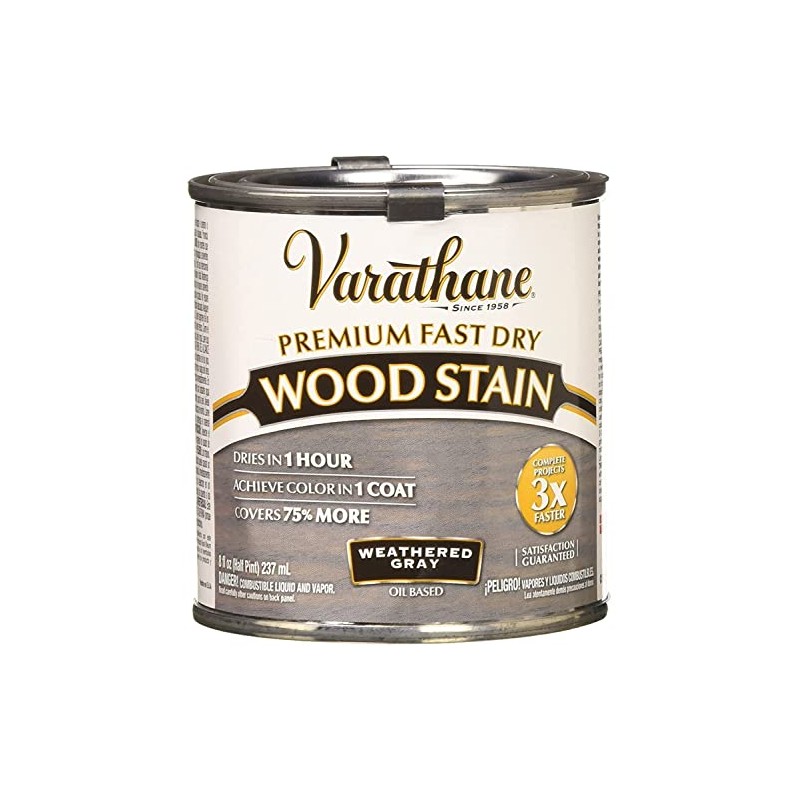 Rust-Oleum 269398 1/2 Pint Varathane Fast Dry Wood Stain, Weathered