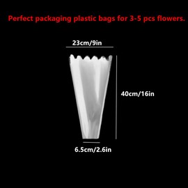 Clear Flower Bouquet Bags Waterproof Florists Bouquet Sleeves, Plastic Cellophane Flower Sleeves Packaging Bags for Rose Craft Birthday Wedding Valentine's Day Mother's Day, 9x2.6x16 inch (100 Pack)