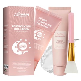 Collagen Face Masks Skincare Set - Collagen Night Wrapping Mask & Purifying Exfoliating Gel- Hydrolyzed Collagen Mask For Elasticity Care - Korean Face Masks Reduce Dullness
