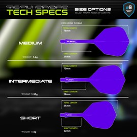 WINMAU Darts Fusion Integrated Flight & Shaft System - No.6 Shape & Design - Purple Colour, Intermediate Length