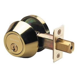MASTER LOCK Deadbolt,Polished Brass,Single Cylinder