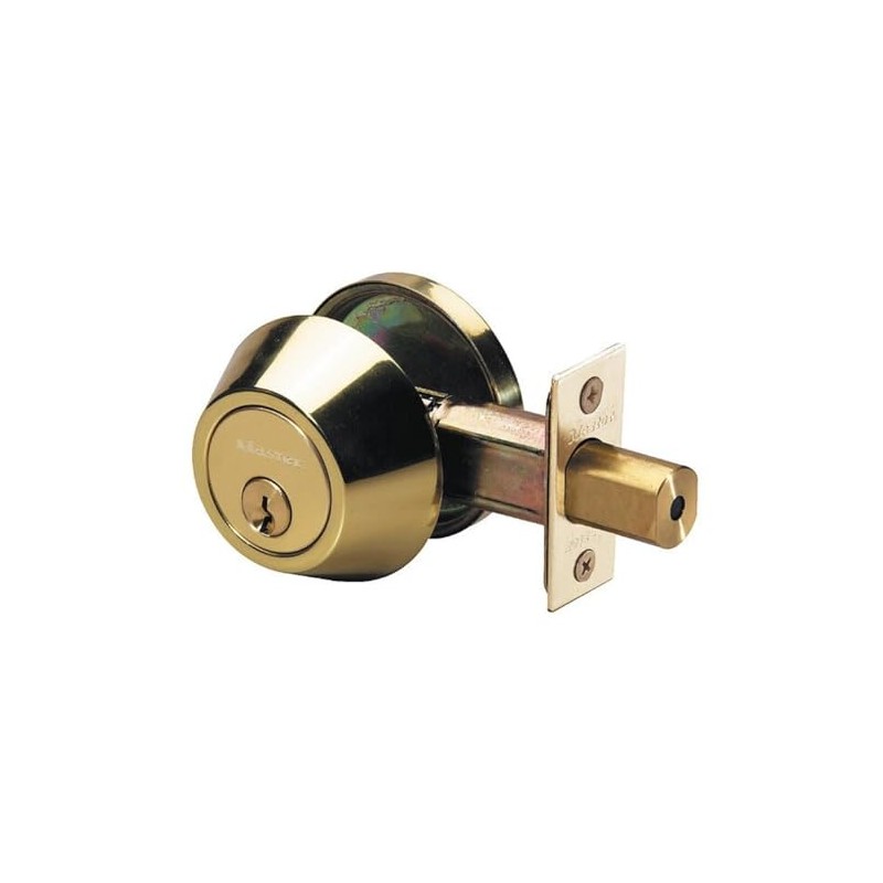 MASTER LOCK Deadbolt,Polished Brass,Single Cylinder