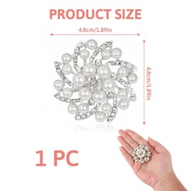 Elegant Crystal Flower Brooch with Simulated Pearl, Exquisite Rhinestone Corsage Pin for Women Bridal Wedding Birthday Accessories Jewelry Gift for Brides Girls Prom and Special Occasions