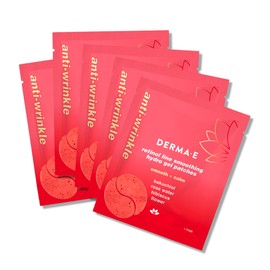 DERMA E Retinol + Bakuchiol Under Eye Patches (5 Pairs) Non-Irritating, Line Smoothing Hydro Gel Eye Patches with Rose Water & Real Hibiscus Petals, Helps Reduce Fine Lines, Crows Feet & Wrinkles,10Ct