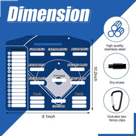 Geyee 34 Pcs Magnetic Baseball Lineup Board for Coach, Erases Easily Magnetic Dugout Board Softball Coaching Board with 30 Lineup Cards 2 Snap Hooks and Marker Pen (Modern)