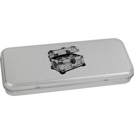 Azeeda 'Treasure Chest' Metal Hinged Stationery Tin/Storage Box (TT00221926)