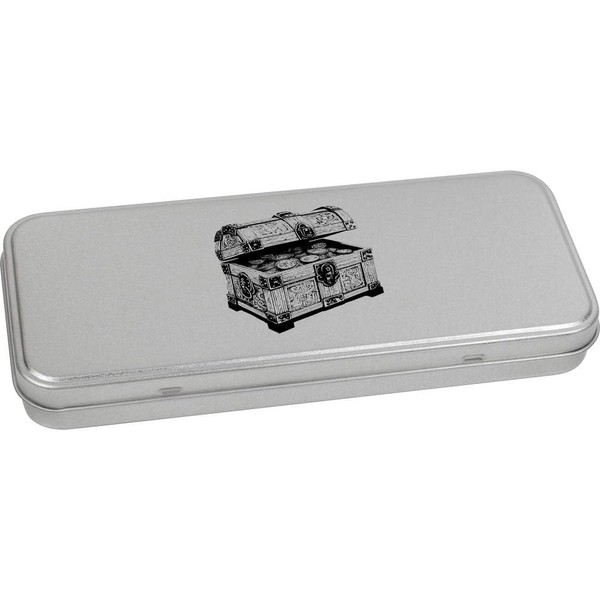 Azeeda 'Treasure Chest' Metal Hinged Stationery Tin/Storage Box (TT00221926)