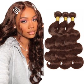 Leruikair Human Hair Bundles 26 28 30 Inch Body Wave Bundles Human Hair Chocolate Brown Color 4 Unprocessed Brazilian Soft Quick Weave Hair for Black Women