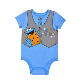 Sesame Street Elmo First Birthday Baby Boys Bodysuit Creeper for Infants