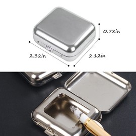 Portable Ashtray, VOVCIG Pocket Ashtray Windproof Ashtray with Lid Stainless Steel Car Ash Tray for Car Outdoor Cigars (Silvery)