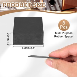 PATIKIL Rubber Solid Anti-Vibration Pads, 8 Pcs 60mm x 30mm Thick Rubber Square Washers Multi-Purpose Gasket Pad Bushings Spacer for HVAC Compressor Air Conditioner, Black