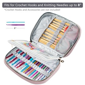 MYBAGZING Crochet Hook Case Empty - Quilted Crochet Organizer Case- Crochet Hook Holder for Circular Knitting Needles, Crochet Hooks (up to 8") Knitting & Crochet Supplies - Knitting Accessories