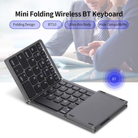 Qudai Teclado inalámbrico BT Teclado Plegable Teclado portátil Ultra Delgado BT con Panel táctil para Windows/Android/iOS Gris
