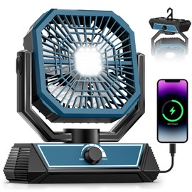 Portable Camping Fan with 20000mAh Rechargeable Battery, USB-C Battery Powered Fan for Indoor Outdoor Use, Ultra Quiet Battery Operated fan for Travel, Tent, Beach, Picnic, BBQ, Desk, Home