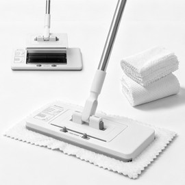 SOPAMI 2-in-1 Snap Grip Mini Mop Use Any Cloth,Cloth Changing, No Touch Design Wet＆Dry Clip Mop that Includes 20 Cloths Quick Clean for Home Use on Hardwoo,Tile,Marble,Laminate