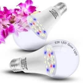 ALIDE Full Spectrum Plant Grow Light Bulbs E26 A19 10W,Plant Growing Lamp Bulbs with Balanced Spectrum 5000K White Blue Red Yellow for Indoor Seeds Greens Laboratory Greenhouse Garden Hydroponic,2Pcs