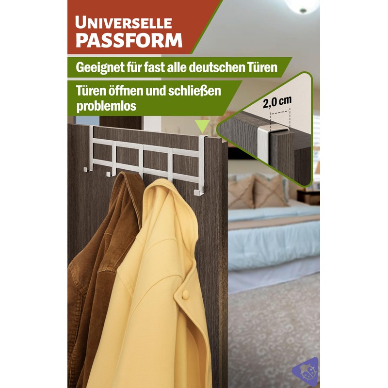 Menz Door Coat Rack for Hanging, Stainless Steel - Space