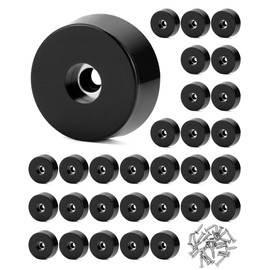 QWORK Pack of 30 rubber feet for furniture with 304 stainless steel screws, non-slip and wear-resistant rubber feet, screwable for tables and chairs, 25 x 23 x 9 mm