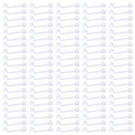 SCERRING 20G Clear Earring Retainer Acrylic Plastic Earring Posts Clear Ear Pins with Silicone Rubber Backs Earnuts for Men Women 3mm Ball 100PCS