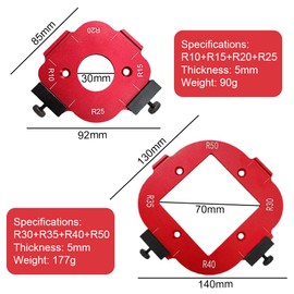 Radius Jig Router Aluminium Alloy Stencil 2 Pieces - Router Table Corners Corner Gauges Stencils Set for Woodworking R10 R15 R20 R25 R30 R35 R40 R50 2 Pieces 4 in 1 Radius Routing Templates