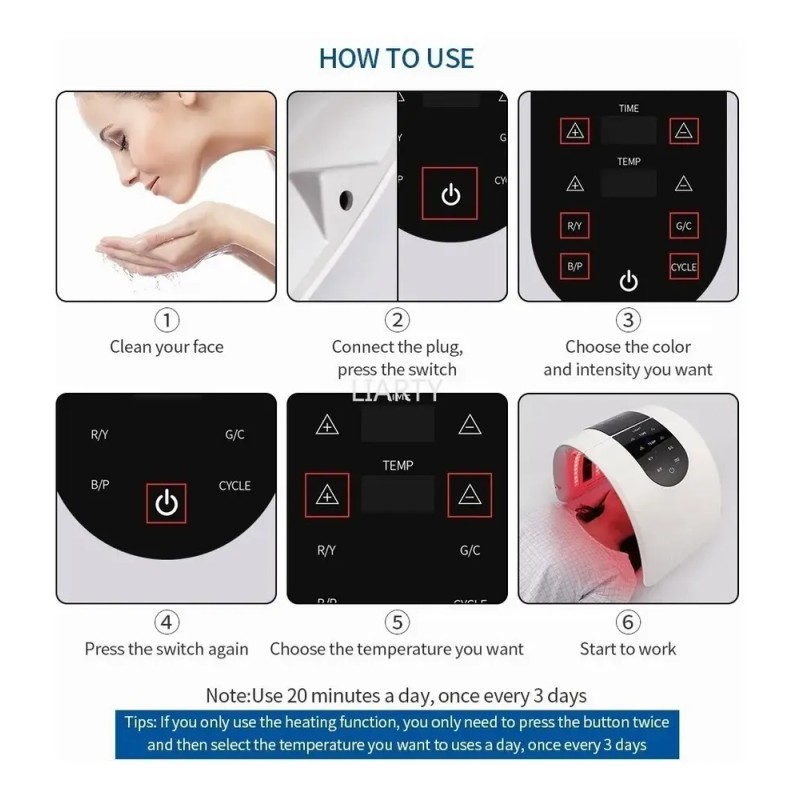 Maquina Facial De Led 7 Colores,para Cara Y Cuello Cosmético