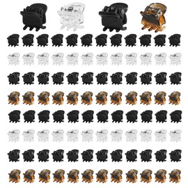 100pcs Mini Claw Hair Clips, BetterJonny 4 Colors Hair Bangs Pin Hair Barrattes Black Matte Black Clear Brown Hair Accessories Hair Clips for Girls Women