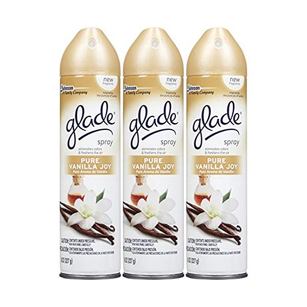Glade Air Freshener, Aerosol Spray, Sheer Vanilla Embrace, 8 Oz, 3 Pack
