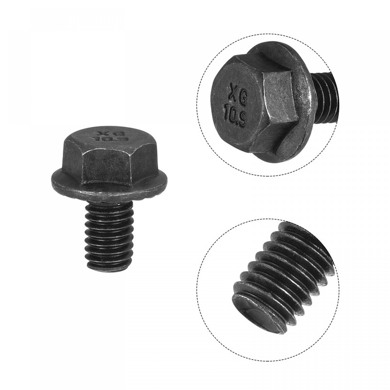 sourcing map M8-1.25x16mm Hex Serrated Flange Bolts 10.9 Grade Carbon
