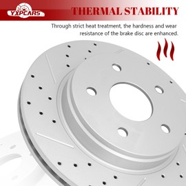 YXPCARS Ceramic Front Brakes Pad and Rotors Drilled Slotted Vented Replacement Disc Brake Kits for Chrysler Aspen 2007-2009, for Dodge Durango 2007 2008 2009, for Ram 1500 2011-2018 5-Lug