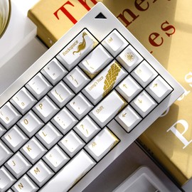 JSJT White Keycaps - Loong Theme Keycap 155 Keys Cherry Profile Keycap Set ABS Key Caps Suitable for 61/68/84/87/98/100 ANSI/ISO Layout Cherry MX Switches Mechanical Keyboards