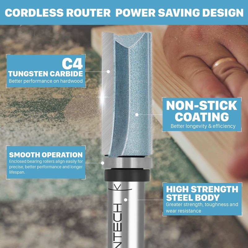 KEENTECH 6PCS Router Bits Set 1/4" Shank, Flush Trim Router