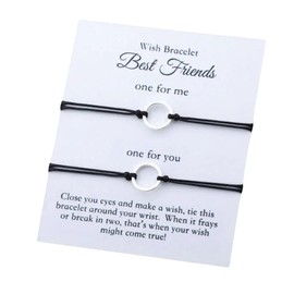 Best Friends Circle Wish Bracelets Set for 2 (Black Cord) Miss Fit Boutique
