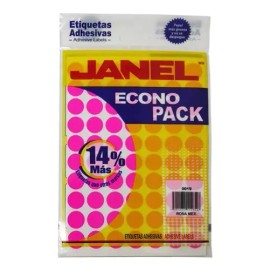 Etiquetas Adhesivas Janel Rosa Fluorescente Redonda 19mm                                                                                              