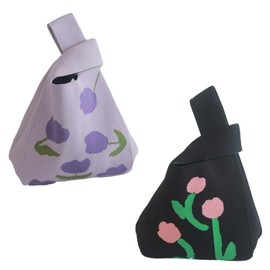 Spldsun Pack of 2 knitted shopping bags, large foldable shopping bag, beautiful cotton bag for women, perfect as a shopping bag or for a short city stroll, Purple, black