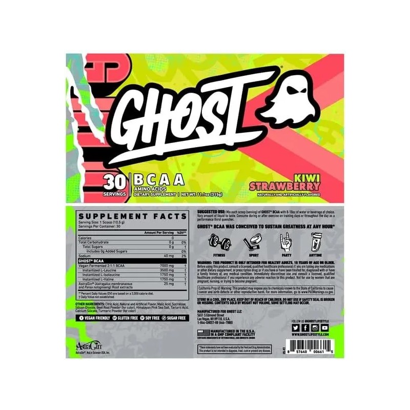 Bcaa Amino Acids Ghost 30 Serv Kiwi Strawberry