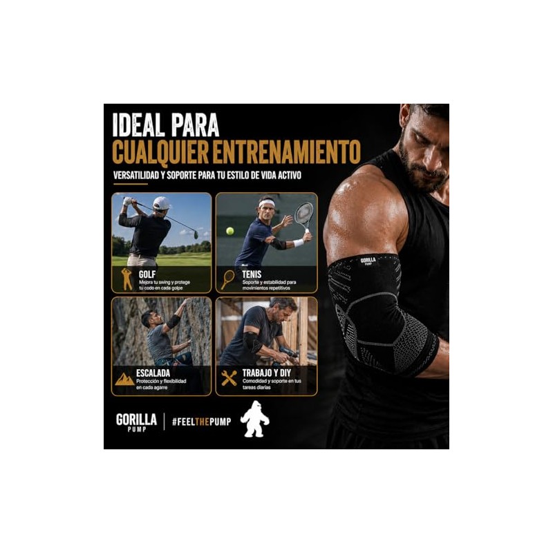 Coderas de Compresión Gorilla Pump, para Crossfit, Gym y Levantamiento