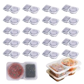 Umbenk Reusable Snack Pack Containers, Nut and Cheese Snack Containers, Collapsible Snack Containers with Lids, Double Compartment Condiment Container, Portable Reusable (10)