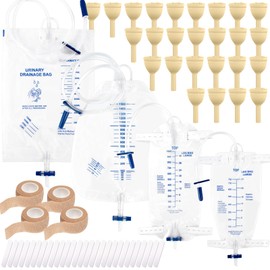 VEEVIIY External Latex Condom Catheters for Men, Male External Catheter for Day and Night Use, 26 Soft Condoms, 750ml and 1000ml Leg Bags, 1500ml and 2000ml Urine Bags, 4 Rolls of Tape (30mm)
