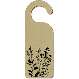 'Silhouette of Botanical Flowers' 200mm x 72mm Door Hanger/Sign (DH00045465)